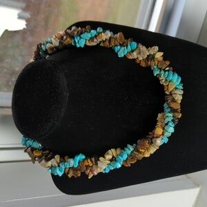 Wild West Living Necklace Turquoise color Tan and Brown colored stone western